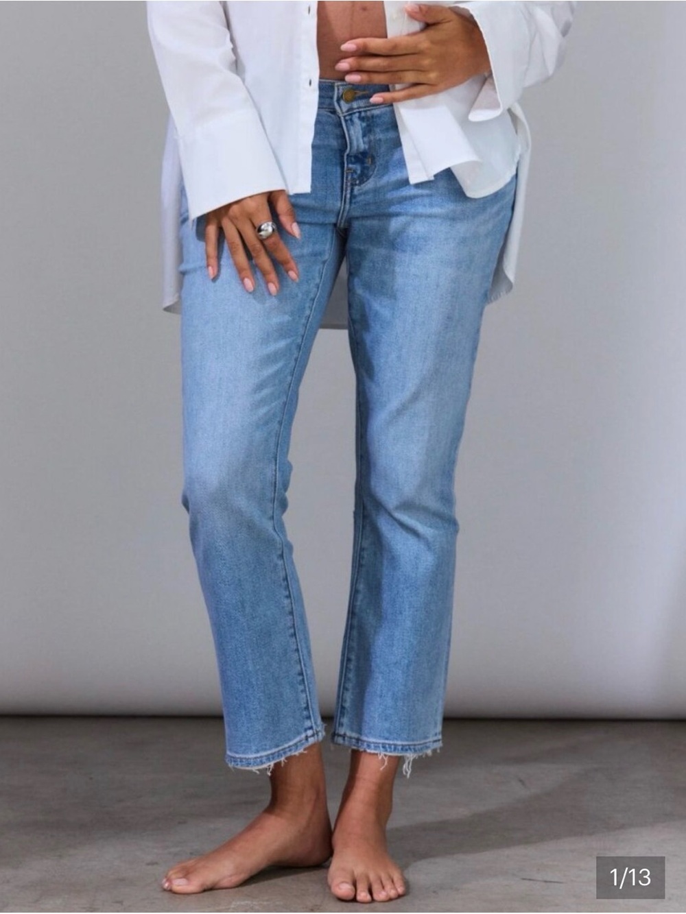 Hatch Light Blue Straight Leg Maternity Jeans